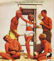 teens beach tannning 60s