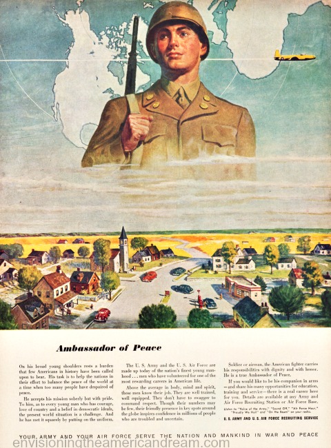 vintage recruiting ad US Army illustration soldier
