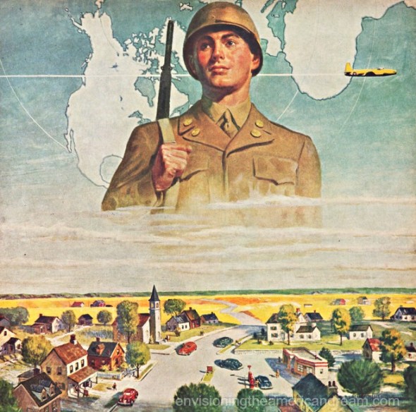 vintage American soldier illustration Post war 