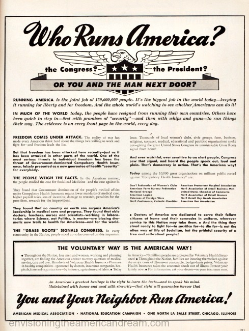 American propaganda agianst healthcare insurance 1950 