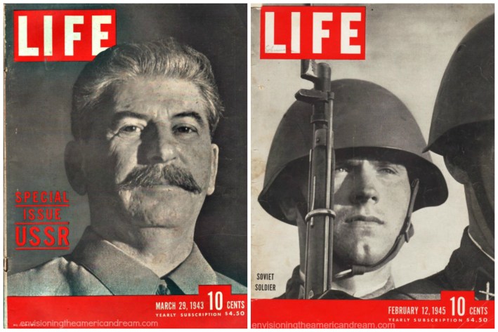 Life Magazine Covers WWII Stalin and Soviet Soldier