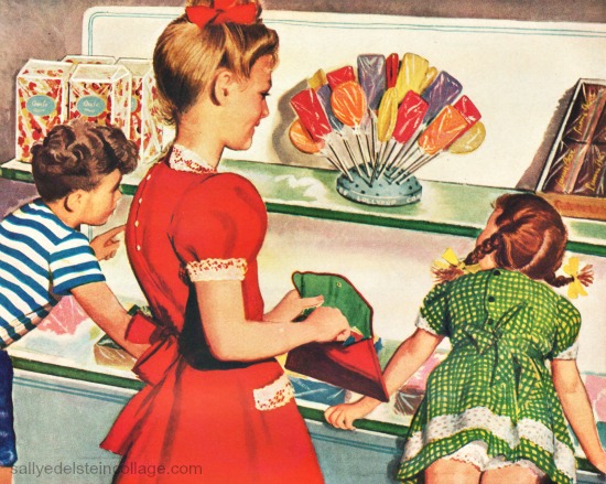 vintage illustration children and candy