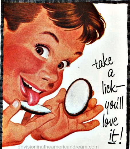 illustration child eating oreos