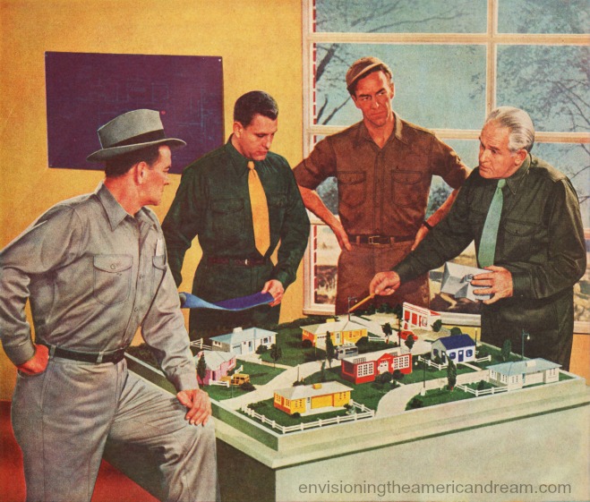 illustration of vintage men community development 