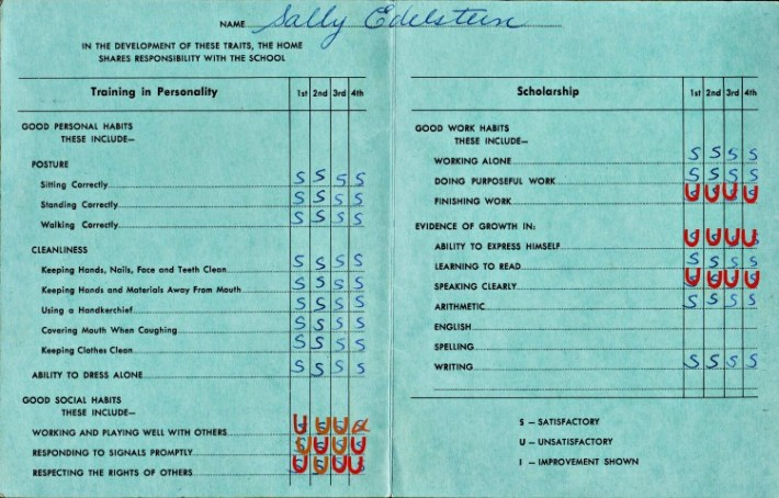 vintage school report card 