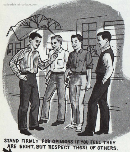 Vintage schoolbook Illustration boys 
