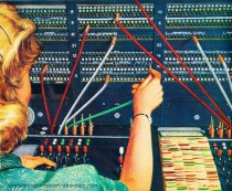illustration telephone switchboard operator