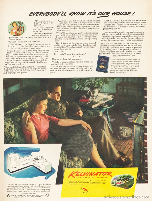 Vintage WWII Ad Kelvinator 1945 soldier and wife in new house