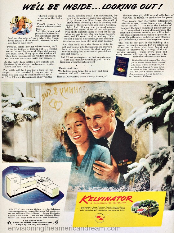 Vintage WWII Ad Kelvinator 1945 soldier and wife in new house
