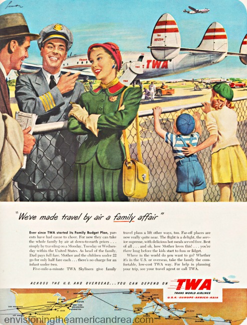vintage ad airline TWA 1949