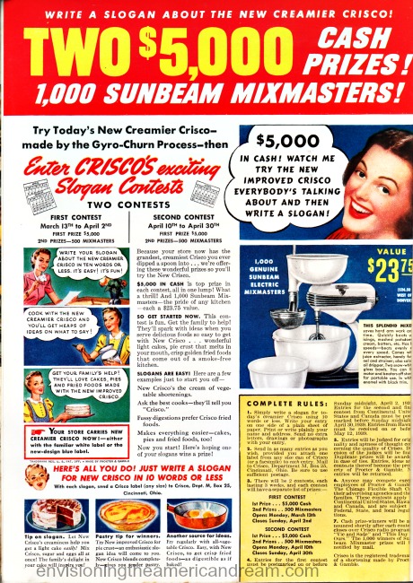 Vintage ad Crisco Contest 1939