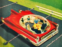 vintage illustation future cars