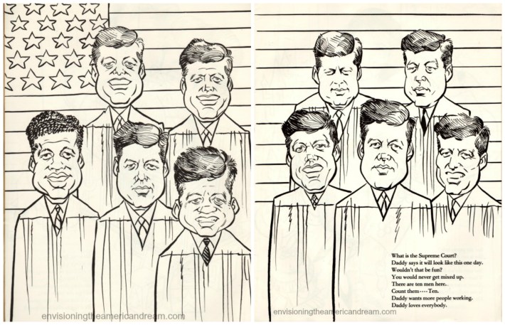 vintage cartoon of JFK
