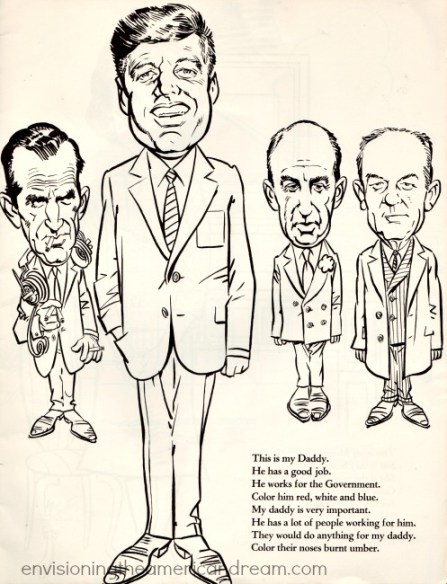 vintage cartoon of JFK
