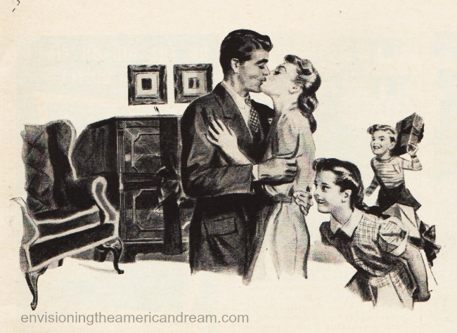illustration 1940s family Xmas 
