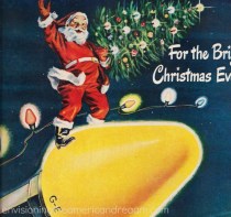 Vintage illustration Santa and Xmas Lights