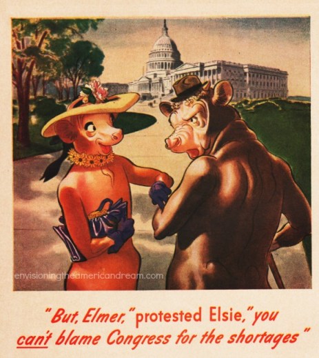 vintage WWII ad Elsie the Cow illustration 