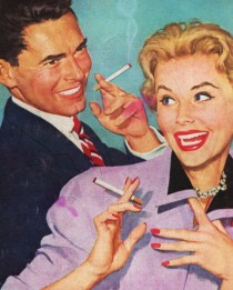 vintage illustration couple smoking cigarettes