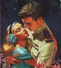 vintage illustration 1944 girl and soldier embracing