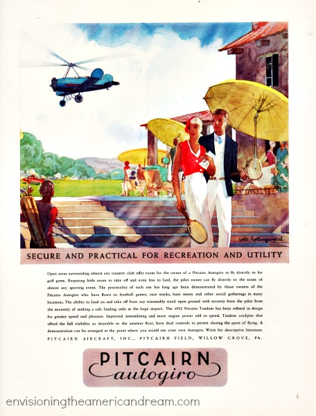 vintage illustration 1930 wealthy country club retro helicopter