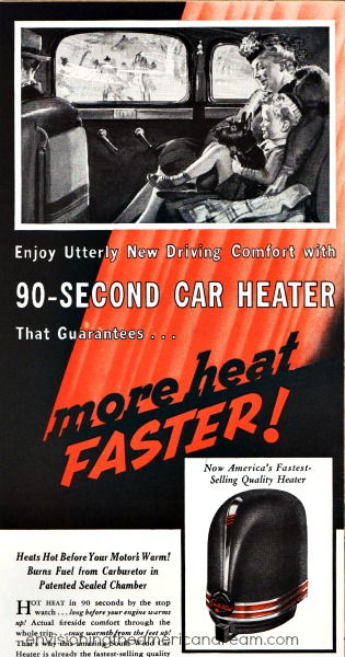 Vintage Ad South Wind Car Heater 1940 grandmother and boy in car
