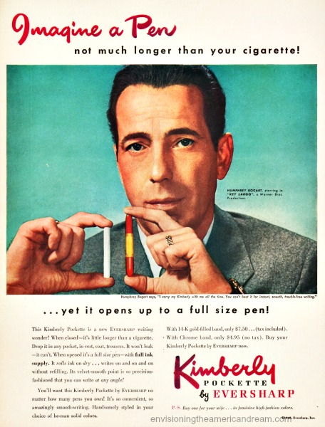 Film Star Humphrey  Bogart  in ad for Eversharp pens