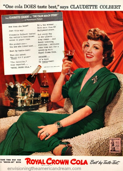 Vintage RC Cola ad Claudette Colbert 1942