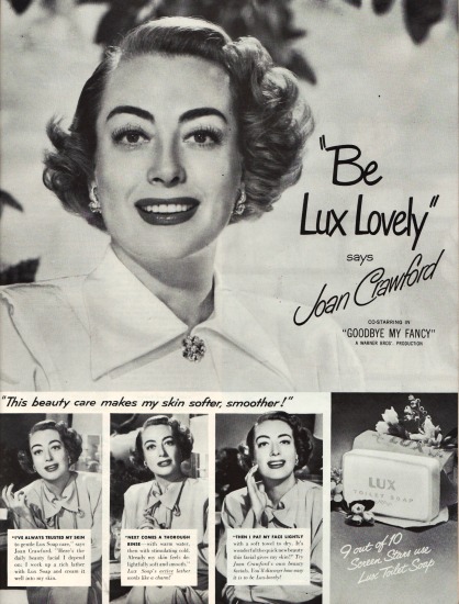 Movie Star Joan Crawford Lux soap ad 51 