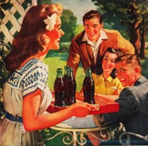 vintage illustration Coke ad serving coke