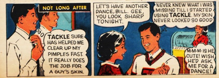 Bill Scores With TACKLE vintage cartoon illustration football players HS 1960s