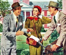 vintage illustration men and women on college campus