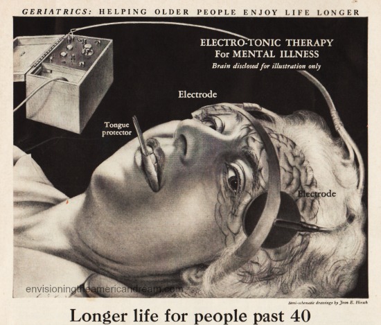 vintage illustration demonstration electro shock thrapy