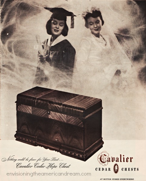 Vintage ad college graduate and bride 1940s