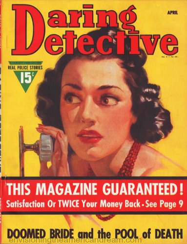 Vintage "Daring Detective" Magazine 1940 pulp magazine cover 1940s daring detective illustration woman