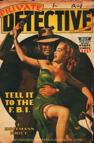 Vintage magazine "Private Detective" 1942 pulp fiction magazine cover private detective illustration man fighting woman