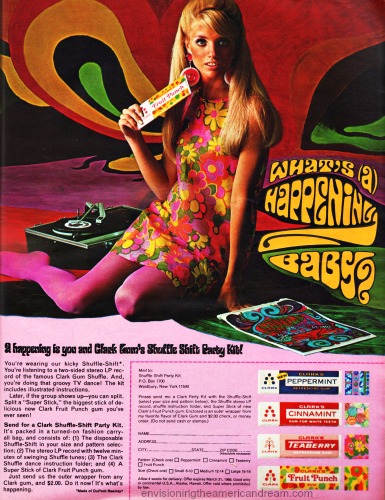 1968  clarks gum ad 1960s groovy girl
