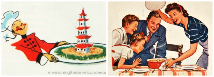 vintage illustrations Food Chinese  American family