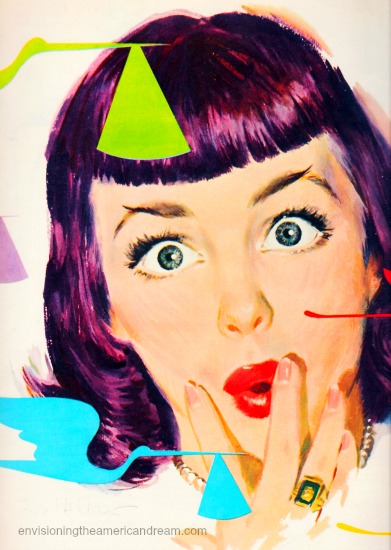 Vintage Illustration suprised girl