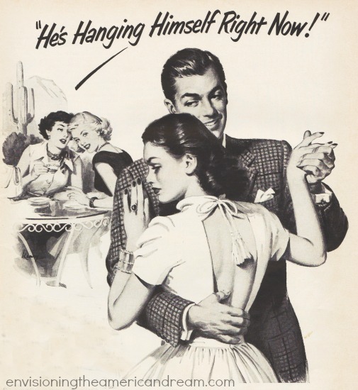 vintage illustration man and woman dancing 1951