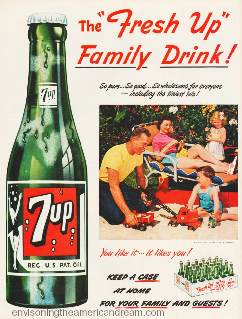 vintage 7-Up ad suburban family 1950s