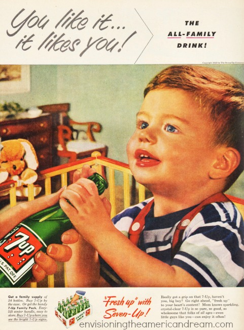 vintage child drinking seven up 