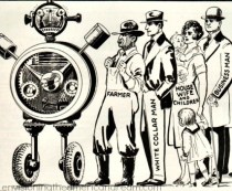 vintage illustration 1933 Man vs Machine