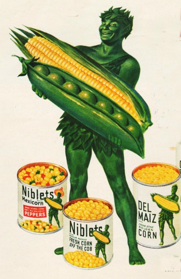 Vintage Green Giant illustration holding corn