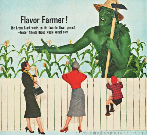 illustration Green Giant dressed as farmer 1953