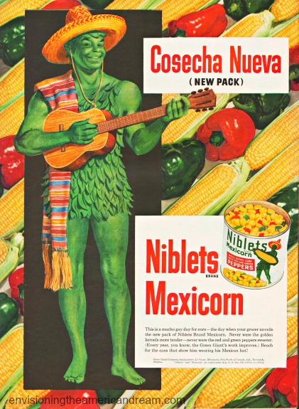 vintage illustration Green Giant dressed in Mexican outfit