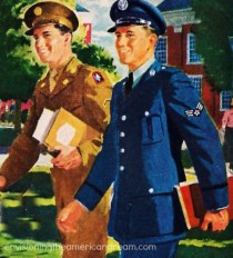 vintage illustration WWII vets college