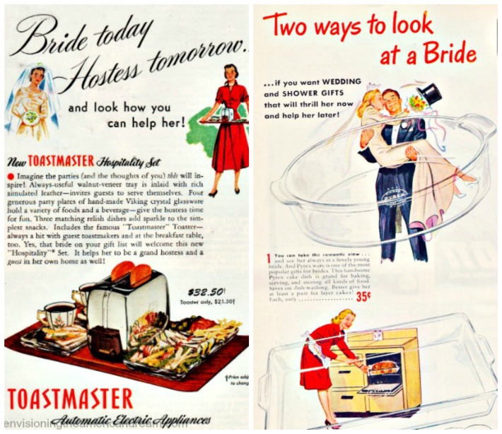 Bride wedding presents toastmaster pyrex vintage ads