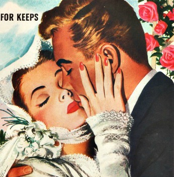 vintage illustration bride and groom