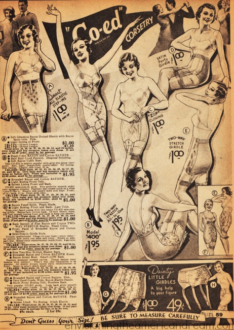 vintage fashion catalog illustration lingerie corsets girdles 1929 