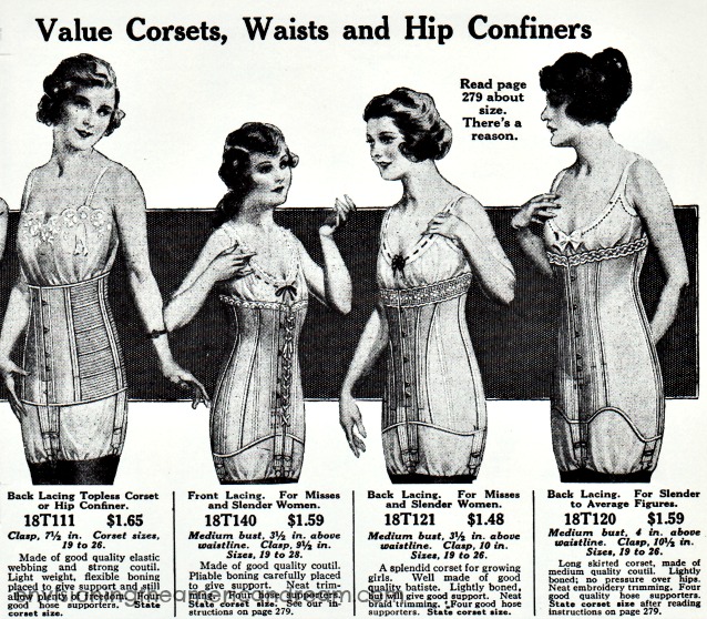 vintage fashion catalog illustration corsets lingerie 1915